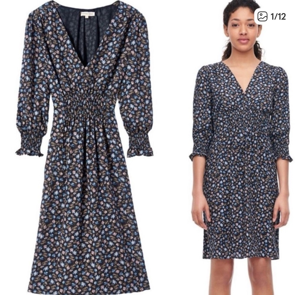 Rebecca Taylor Zelma 100% Silk Long Sleeve
Dark Ditsy Floral Dress Sz 10